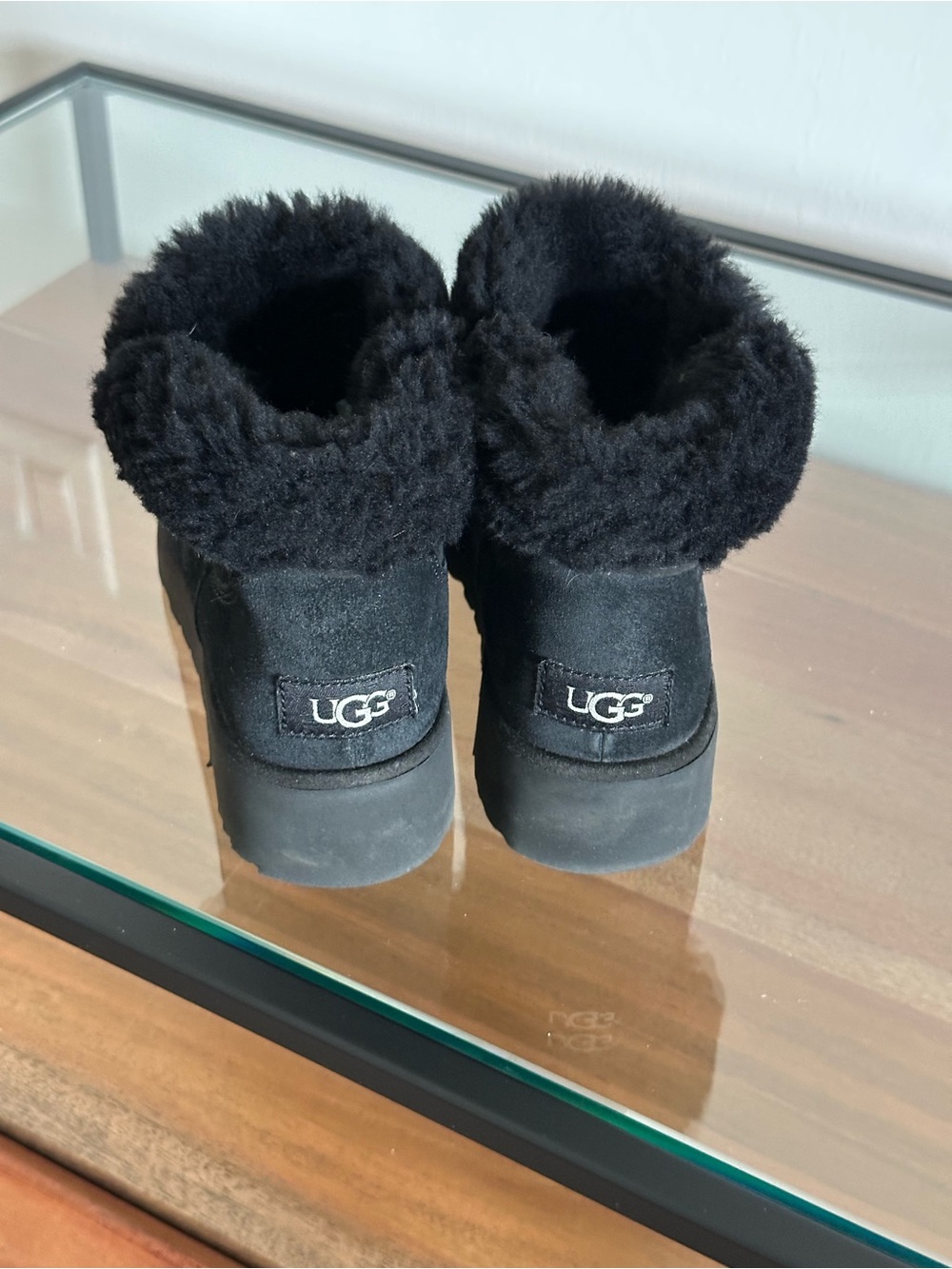 UGG Kristin Classic Slim Mini Boots Black Suede Size 6.5 - Picture 11 of 12